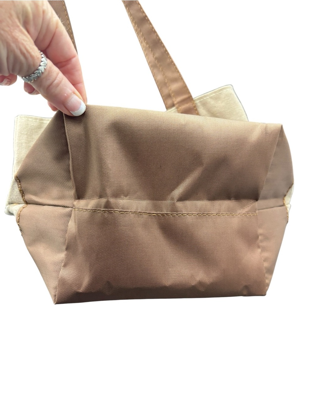 Buc-ee’s Beaver Canvas Tote Bag Tan Brown Reusable Shopping Shoulder Bag - Picture 3 of 7